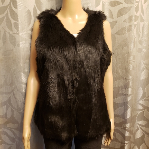 New York & Company Jackets & Blazers - 5 for $25 Sale NY&C Black Faux Fur Vest Jacket